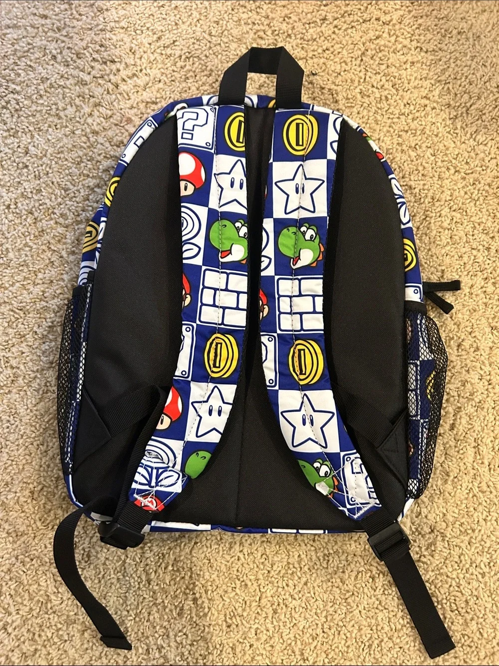 Super Mario Patterned Backpack - Blue/White/Red
